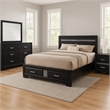 Vino Black 4pc California King Bed Set with Storage-Glitter Accent