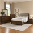 Yels 5 Piece Queen Bedroom Set-Gray Upholstery-Walnut Brown Wood