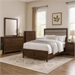 Yels 5 Piece Queen Bedroom Set-Gray Upholstery-Walnut Brown Wood