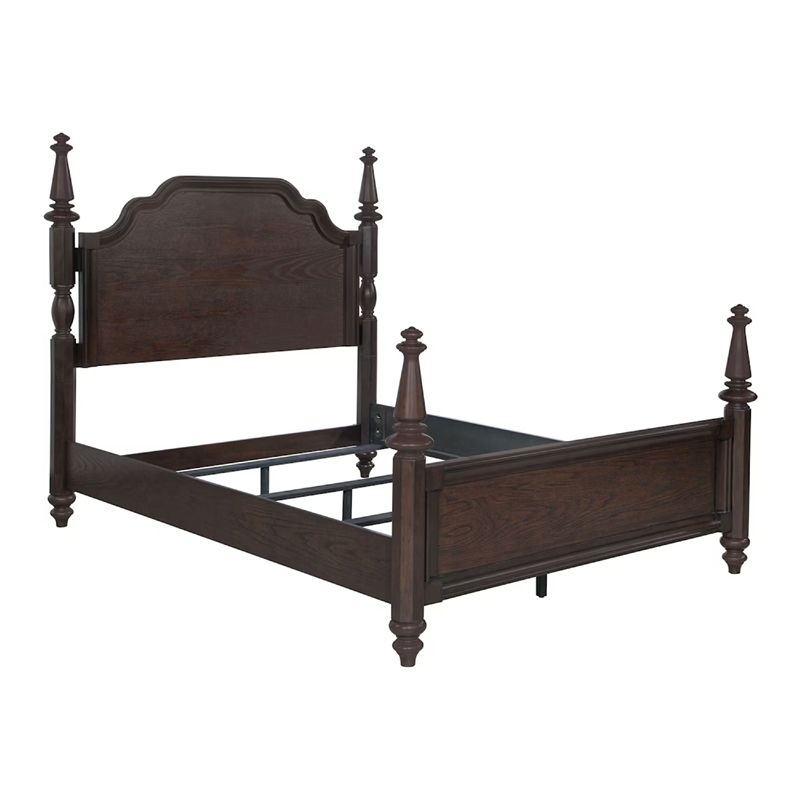 Meon 5pc Poster Cal King Bed Set-Classic Dark Oak Brown-Dresser Chest
