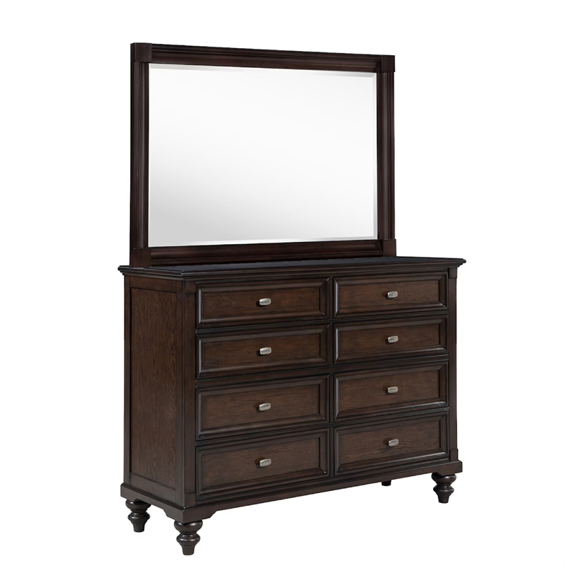 Meon 5pc Poster Cal King Bed Set-Classic Dark Oak Brown-Dresser Chest