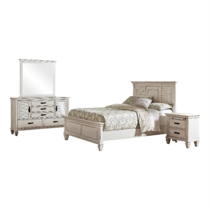 Eli 4 Piece Queen Bedroom Set-Rustic White Wood-Dresser Mirror