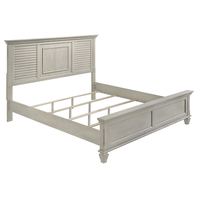 Eli 4 Piece King Size Bedroom Set-Rustic White Wood-Dresser Mirror
