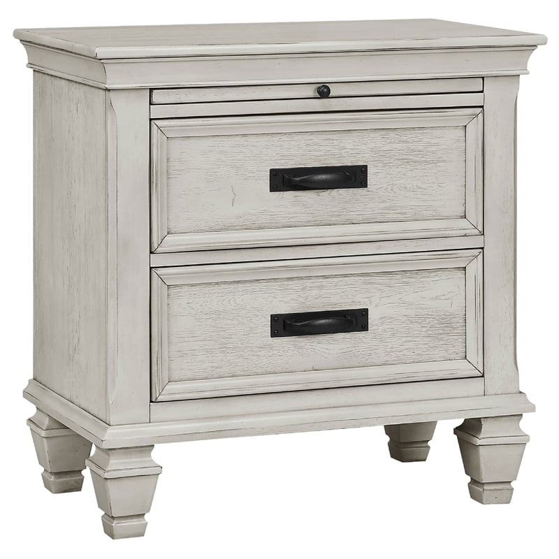 Eli 5 Piece King Bedroom Set-Footboard Storage-Rustic White Wood