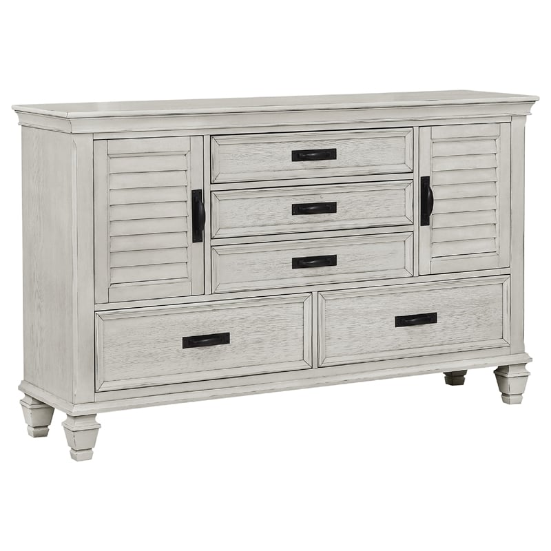Eli 5 Piece King Bedroom Set-Footboard Storage-Rustic White Wood