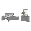 4pc Queen Bedroom Set with Nightstand Dresser and Mirror-Neutral Gray