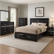 Vino Black 5pc California King Bed Set with Storage-Glitter Accent