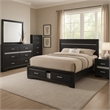 Vino Black 5pc California King Bed Set with Storage-Glitter Accent