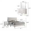 Dle 4pc California King Bedroom Set-White Faux Leather-Modern Gold