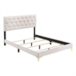 Dle 5pc California King Bedroom Set-White Faux Leather-Modern Gold