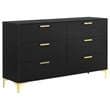 Dle 5 Piece Queen Bedroom Set-Tufted Black Velvet-Modern Gold Accent