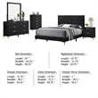Dle 5 Piece Queen Bedroom Set-Tufted Black Velvet-Modern Gold Accent