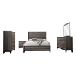 Mela 5pc Queen Bed Set-Nightstand Dresser Chest and Mirror-Oak Gray