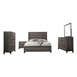 Mela 5pc King Bed Set-Nightstand Dresser Chest and Mirror-Oak Gray