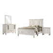 Lila 4 Piece Queen Bed Set-White Wood Panel Headboard-Vanity Dresser