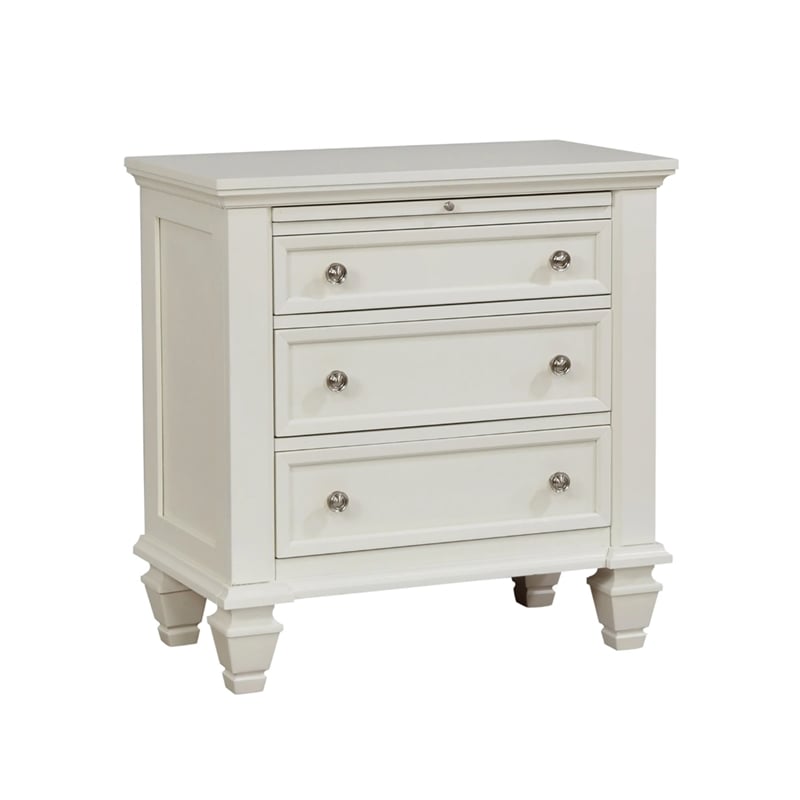 Lila 4 Piece King Bed Set-White Wood Panel Headboard-Vanity Dresser