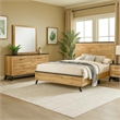 Wemy 4 Piece King Size Bed Set-Rustic Brown Pine Wood-Tapered Legs