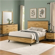 Wemy 4 Piece King Size Bed Set-Rustic Brown Pine Wood-Tapered Legs