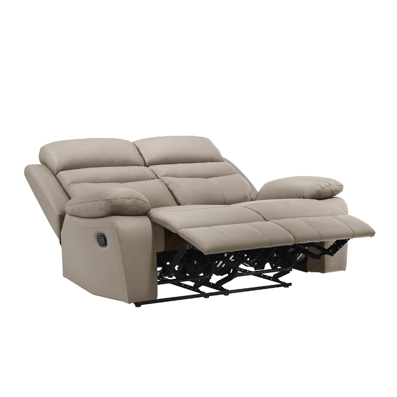 Hanna Manual Double Recliner Loveseat-Latte Brown Leather-64 Inch