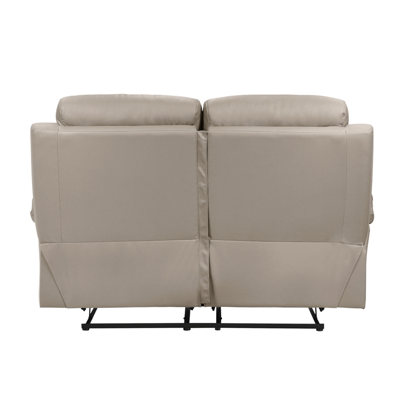 Hanna Manual Double Recliner Loveseat-Latte Brown Leather-64 Inch