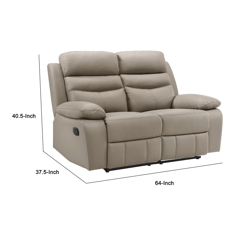 Hanna Manual Double Recliner Loveseat-Latte Brown Leather-64 Inch