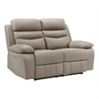 Hanna Power Dual Recliner Loveseat-Latte Brown Leather-USB-64 Inch