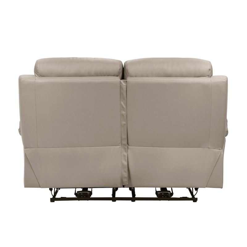 Hanna Power Dual Recliner Loveseat-Latte Brown Leather-USB-64 Inch