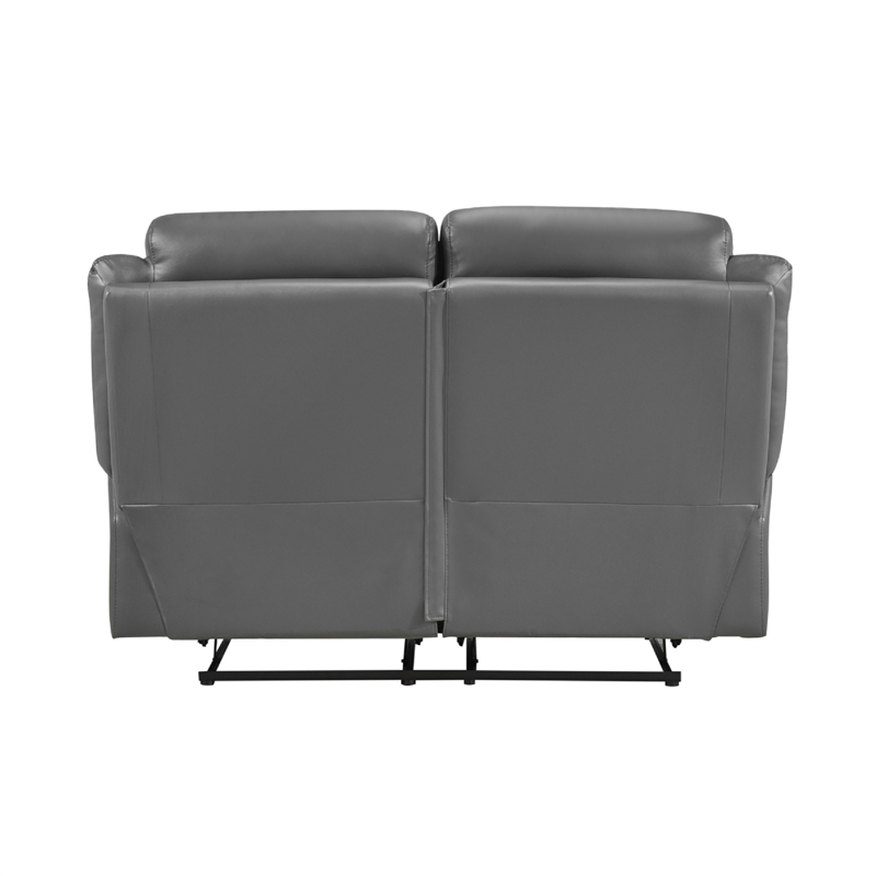 Conia Manual Double Recliner Loveseat-Dark Gray Grain Leather 63 Inch