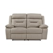 Conia Manual Double Reclining Loveseat-Latte Beige Leather-63 Inch