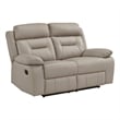 Conia Manual Double Reclining Loveseat-Latte Beige Leather-63 Inch