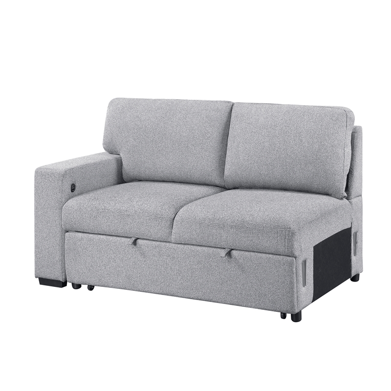 Ompa Modular Armless Sofa with Storage-Cloud Gray Boucle-52 Inch