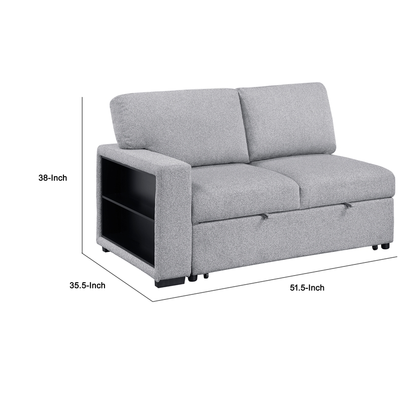 Ompa Modular Armless Sofa with Storage-Cloud Gray Boucle-52 Inch
