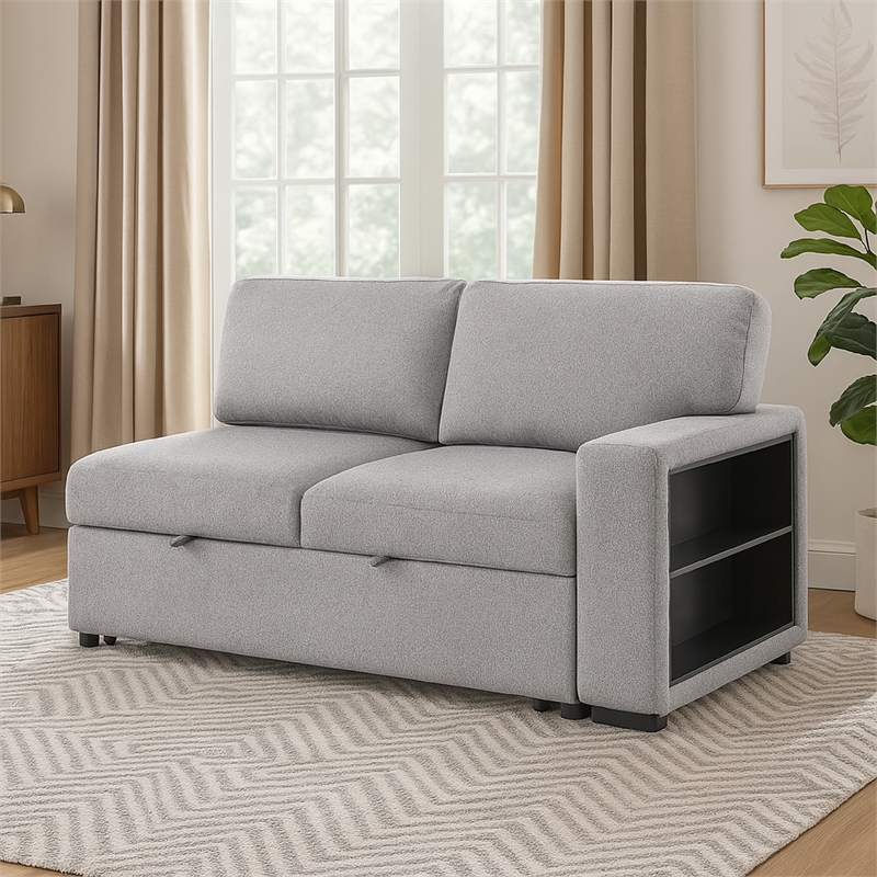 Ompa Modular Armless Sofa with Storage-Cloud Gray Boucle-52 Inch