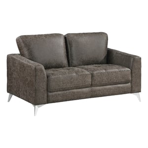 Casie Loveseat-Brownish Gray Microfiber Foam-Chrome Legs 61 Inch