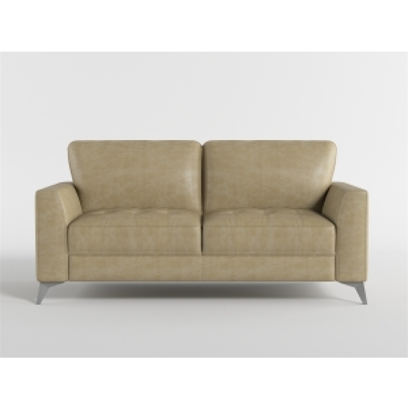 Casie Sofa-Sand Brown Microfiber Foam-Chrome Legs 77 Inch