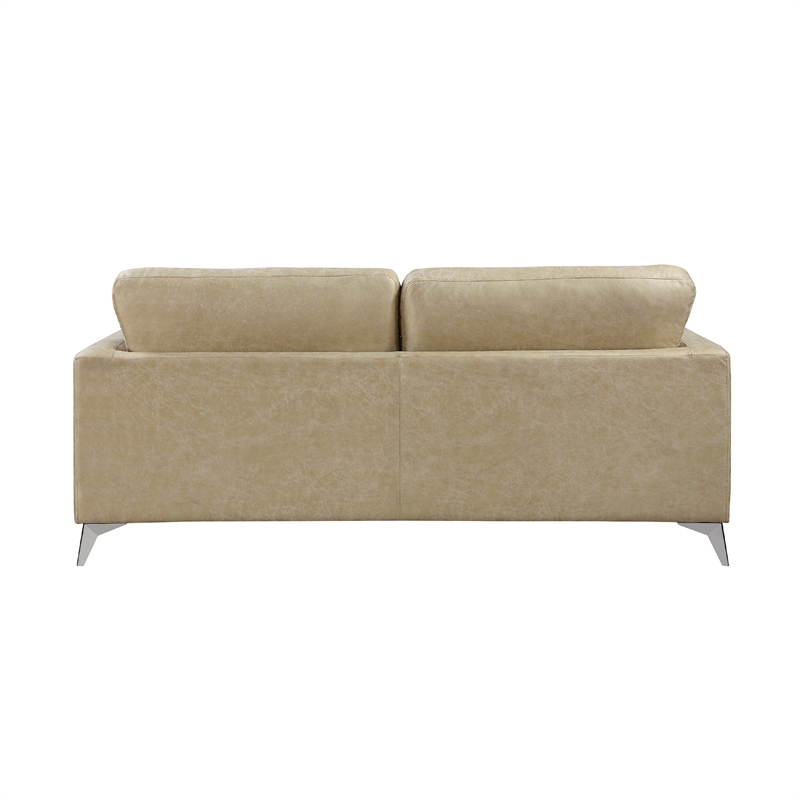 Casie Sofa-Sand Brown Microfiber Foam-Chrome Legs 77 Inch