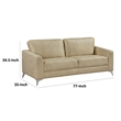 Casie Sofa-Sand Brown Microfiber Foam-Chrome Legs 77 Inch