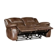 Licot Manual Double Recliner Loveseat-Glossy Brown Leather-64 Inch