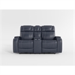Ezia Power Double Recliner Loveseat-Console-Blue Leather-74 Inch