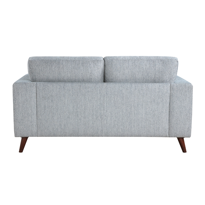 Ricca Loveseat with 2 Pillows-Blue Gray Chenille-Brown Legs-64 Inch