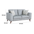 Ricca Loveseat with 2 Pillows-Blue Gray Chenille-Brown Legs-64 Inch
