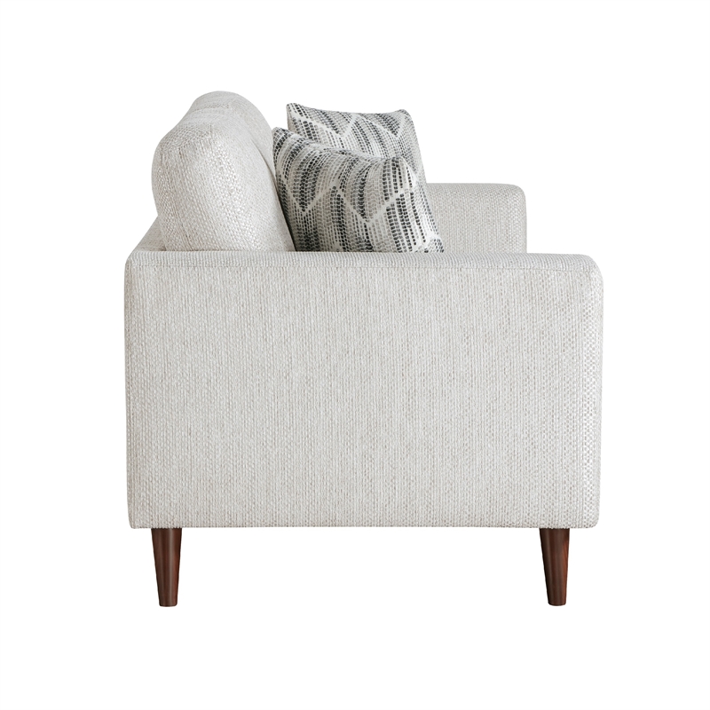 Ricca Loveseat with 2 Pillows-Cloud White Chenille-Wood-64 Inch