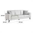Ricca Sofa with 2 Pillows-Cloud White Chenille-Brown Legs-87 Inch