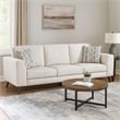 Ricca Sofa with 2 Pillows-Cloud White Chenille-Brown Legs-87 Inch