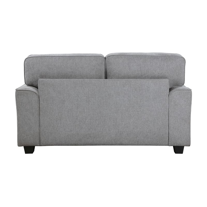 Brady Loveseat with 4 Pillows-Gray Chenille-Nailhead Trim-66 Inch