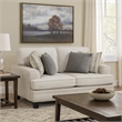 Brady Loveseat with 4 Pillows-Sand Brown Chenille-Nailhead-66 Inch