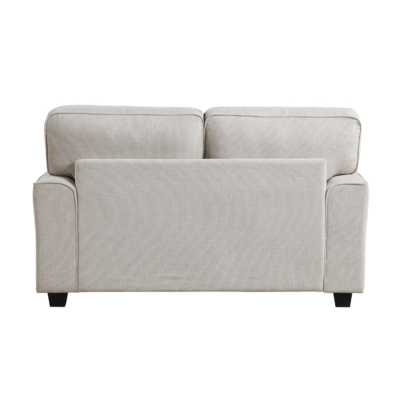 Brady Loveseat with 4 Pillows-Sand Brown Chenille-Nailhead-66 Inch
