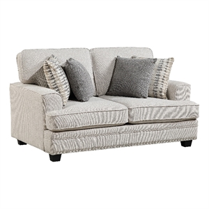 Brady Loveseat with 4 Pillows-Sand Brown Chenille-Nailhead-66 Inch