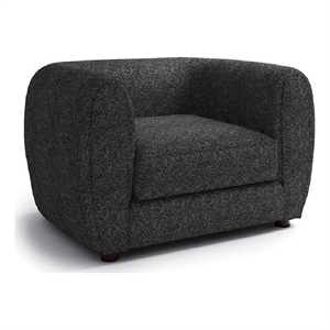 Dly Sofa Chair-Black Boucle-Wood Frame Tuxedo-Inspired Design