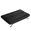 Villy Futon Sofa Bed-Chrome Metal Legs-Black Channel Tufted Fabric